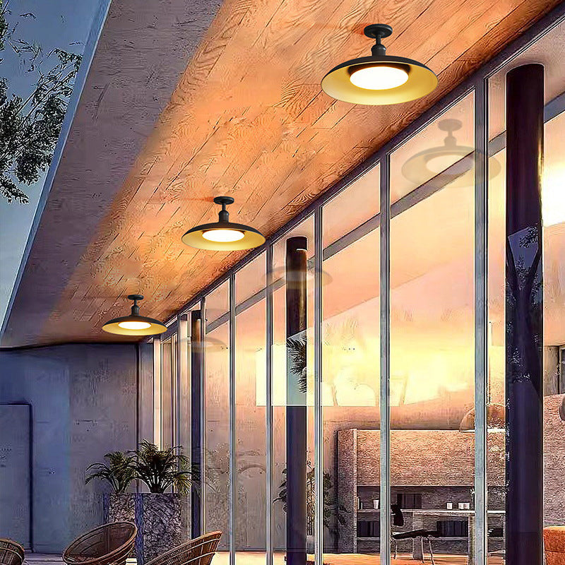 Scandinavian Style Round Semi-Flush Mount Ceiling Light Fixture – Carbonized Steel for Outdoor Use, Waterproof, 11.42 Wide 3