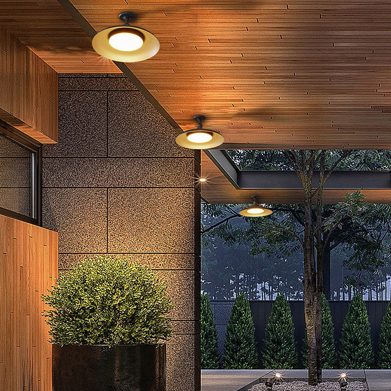 Scandinavian Style Round Semi-Flush Mount Ceiling Light Fixture – Carbonized Steel for Outdoor Use, Waterproof, 11.42 Wide 7