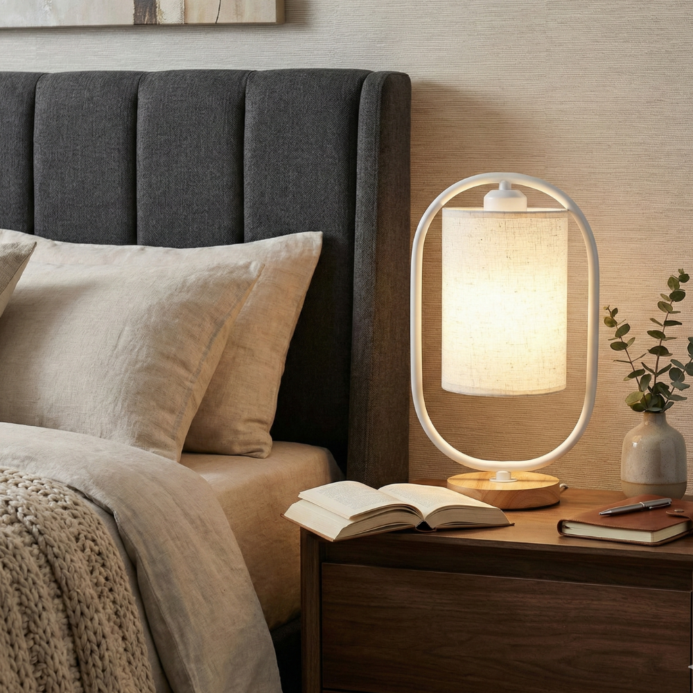 Scandinavian Style Solid Wood Table Lamp – Modern 1-Light Bedside Lamp for Bedroom or Living Room 15