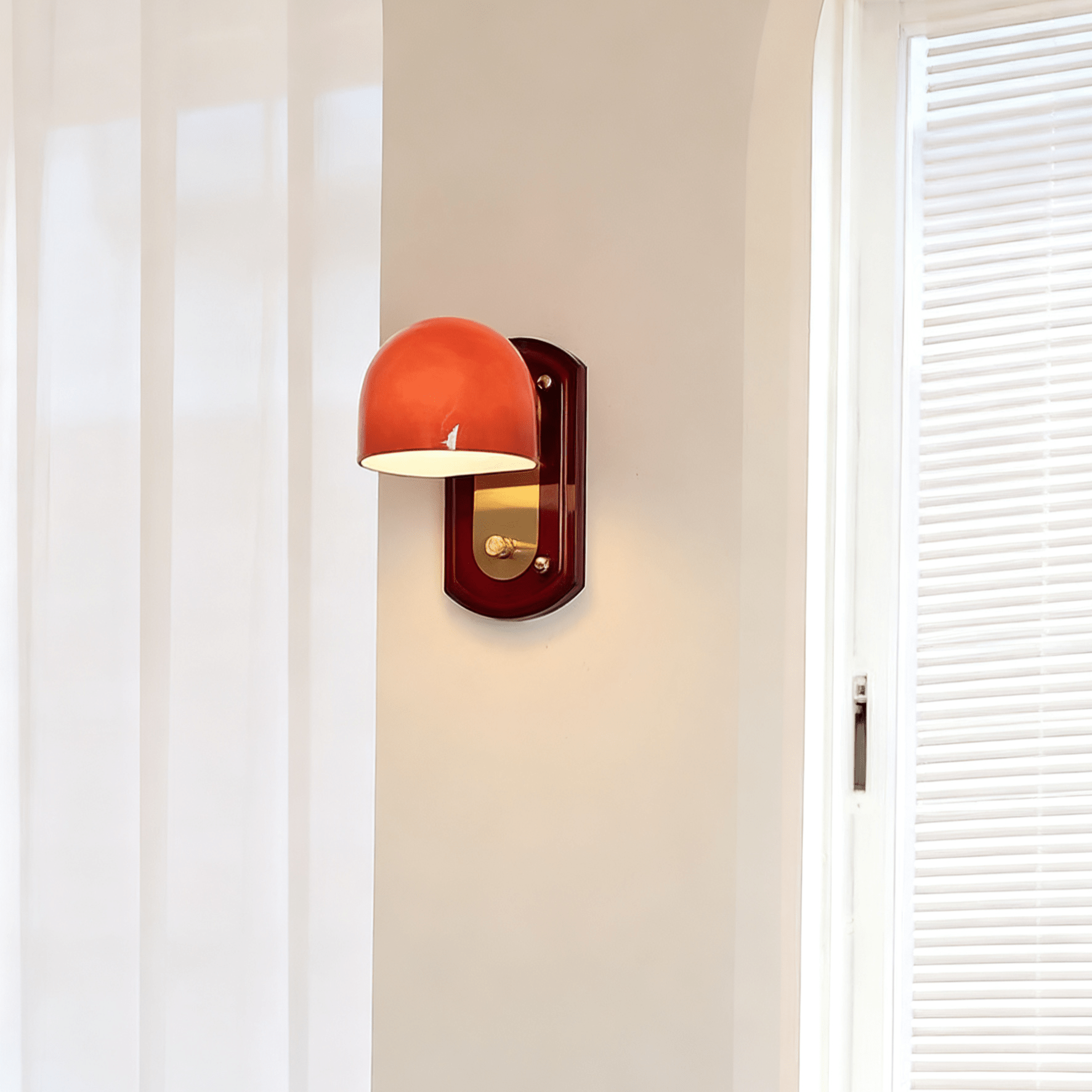 Scarlet Dome LED Wall Sconce With Gold Accents 4