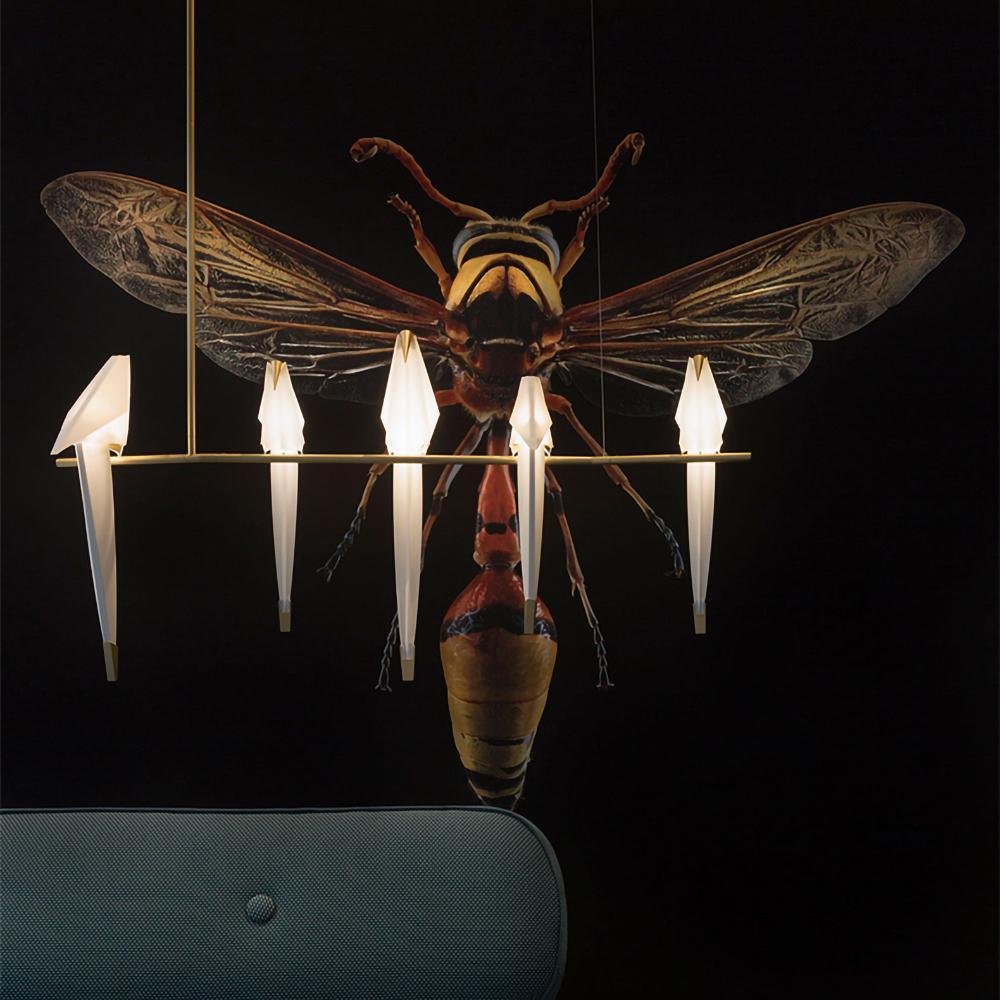Sculptural Chandelier Acrylic Metal Adjustable Dimmable Gold 3