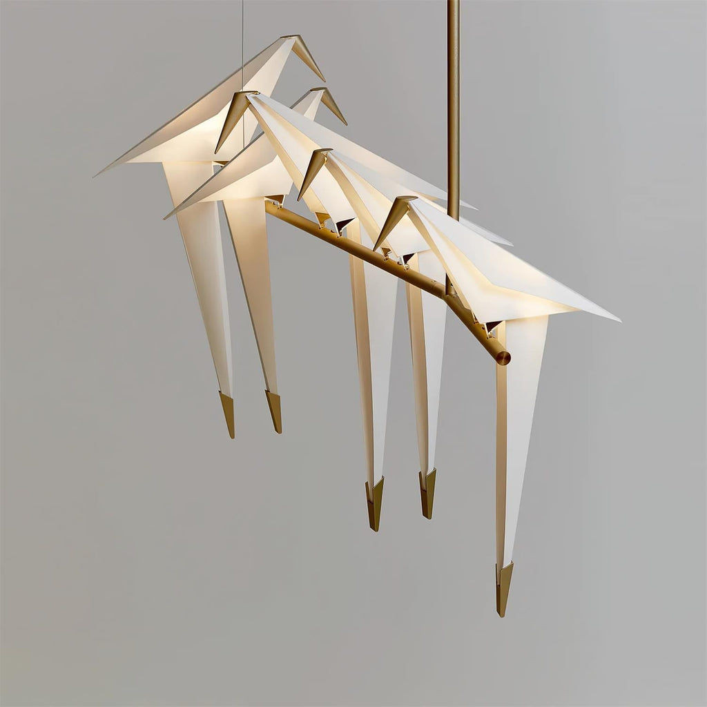 Sculptural Chandelier Acrylic Metal Adjustable Dimmable Gold 7