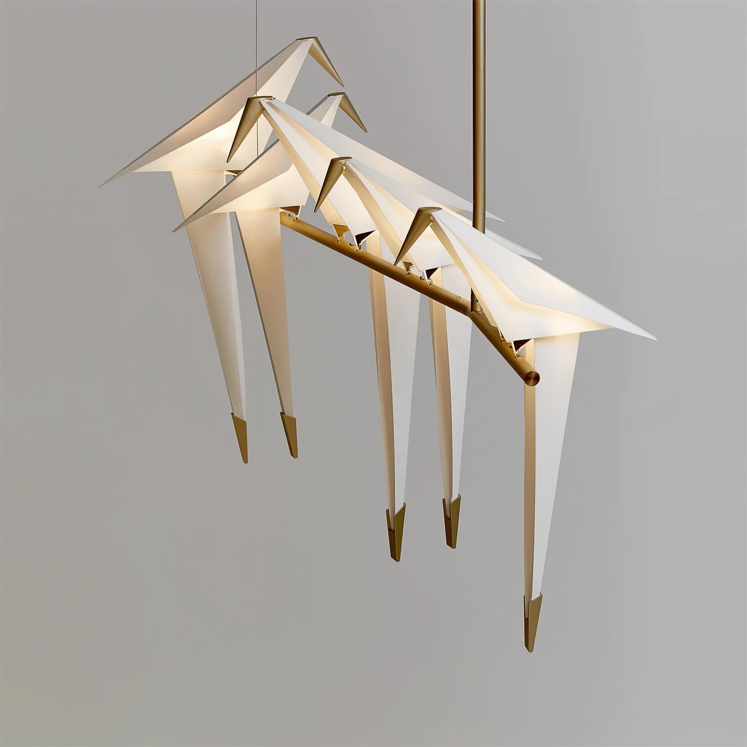 Sculptural Chandelier Acrylic Metal Adjustable Dimmable Gold 7