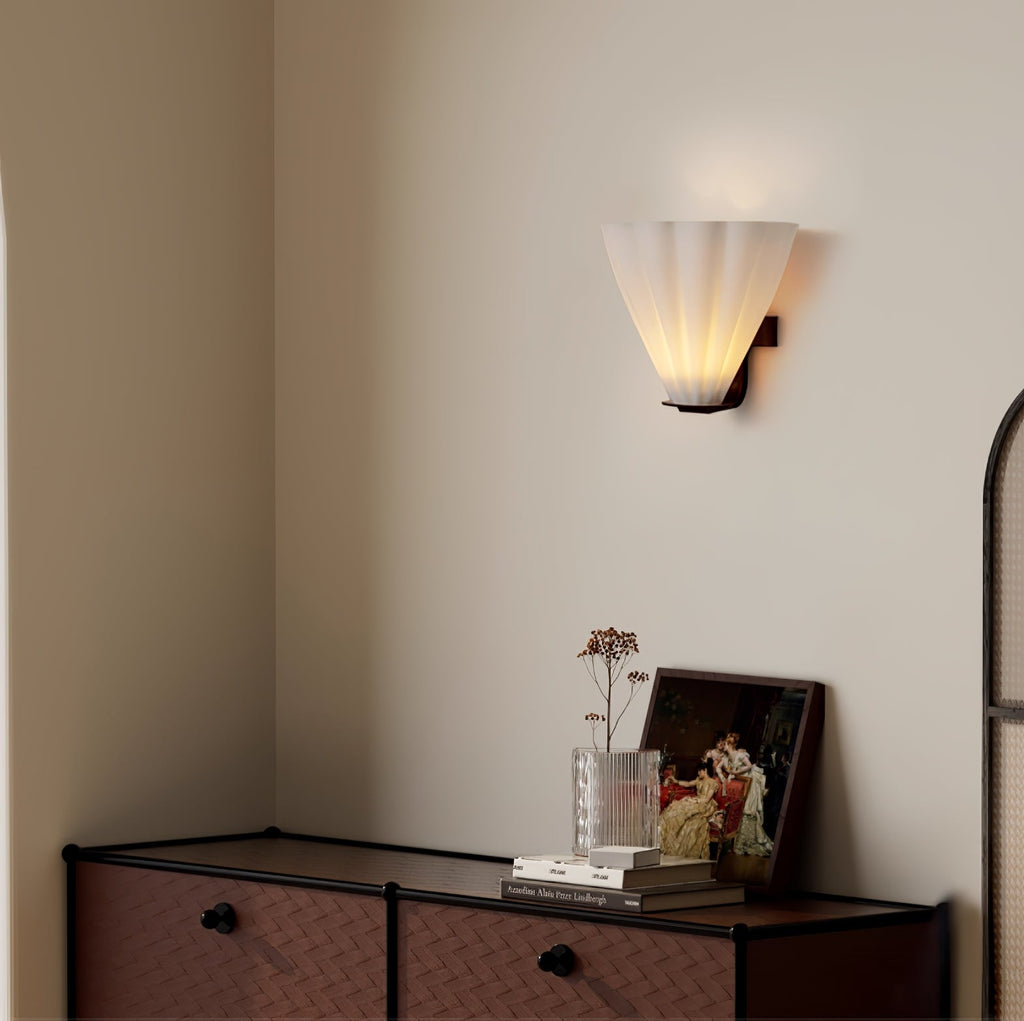 Sculptural Frosted Glass Wall Light with Shell Design 2