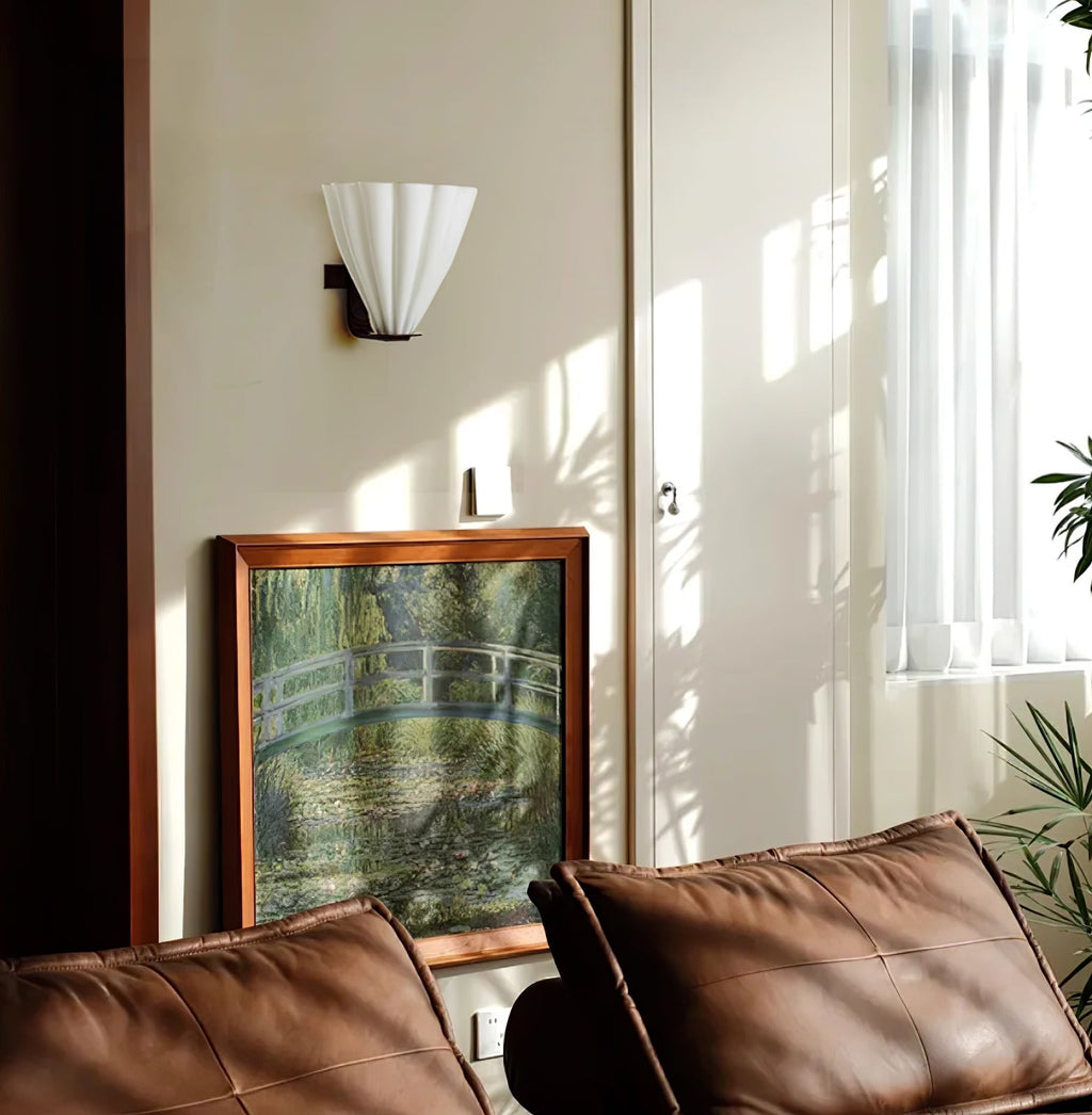Sculptural Frosted Glass Wall Light with Shell Design 4
