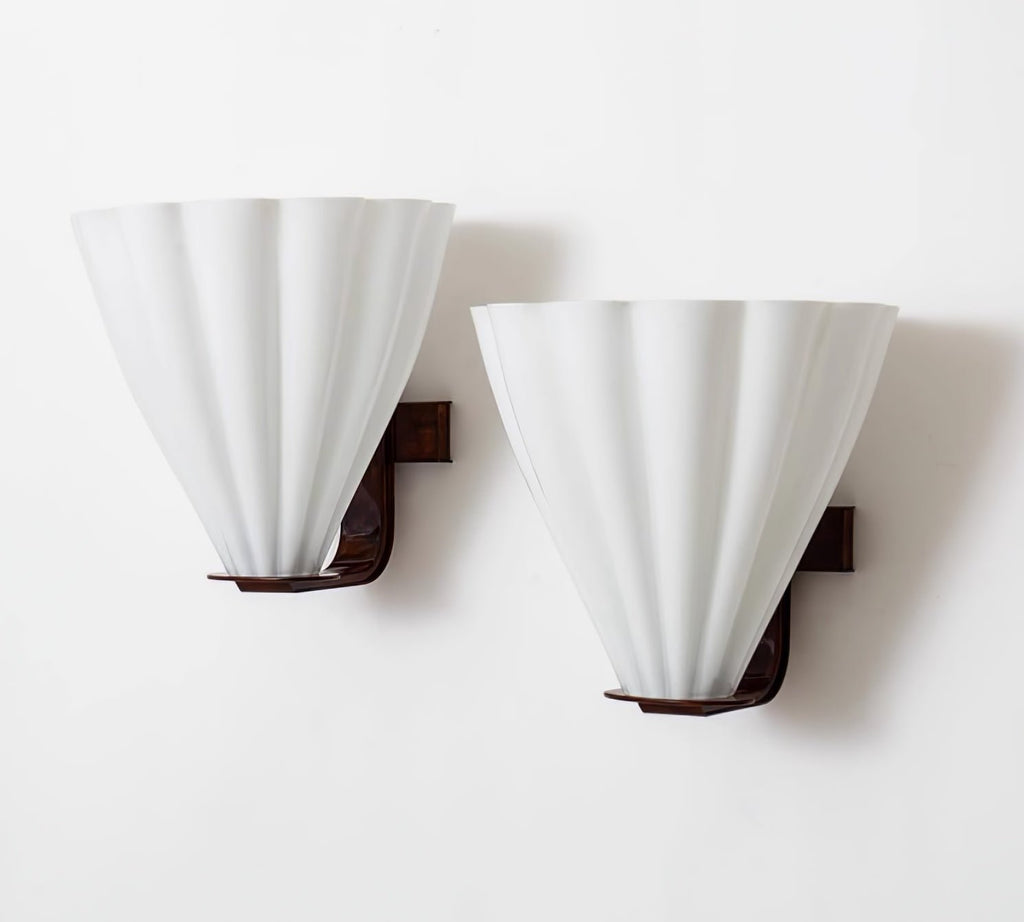 Sculptural Frosted Glass Wall Light with Shell Design 8