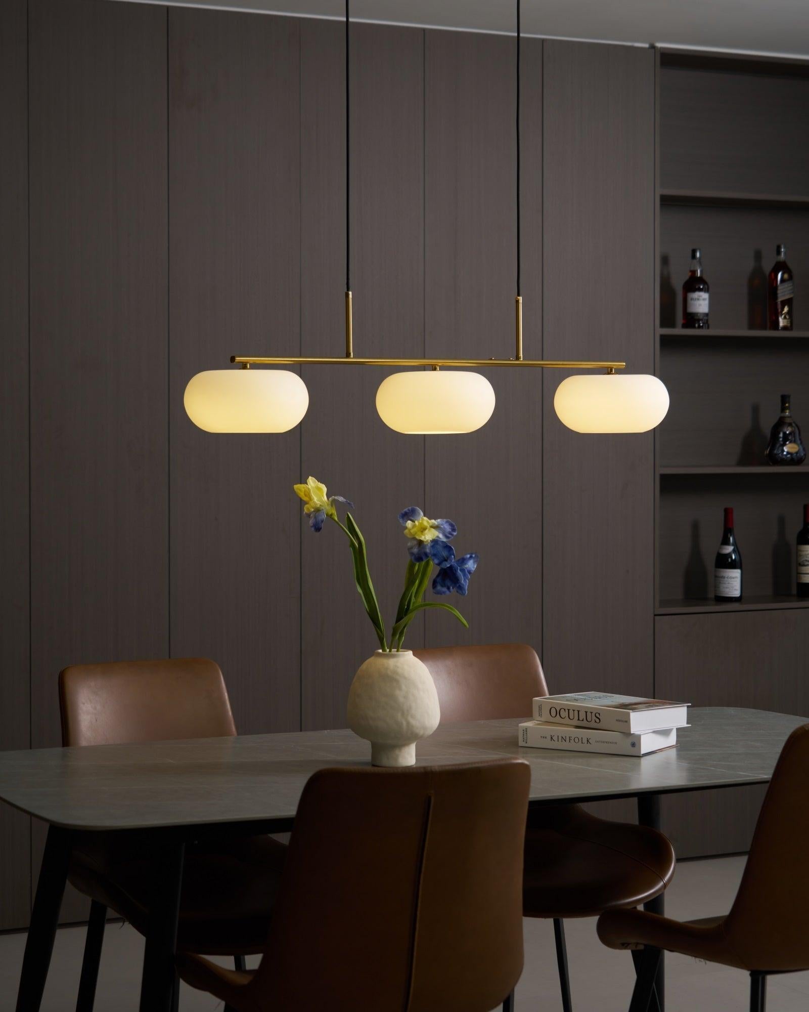 Sculptural Pendant Light Adjustable Metal Glass Globe 8