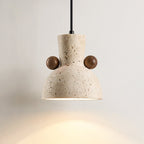 Sculptural Yellow Travertine Pendant Light with Walnut Accents 0