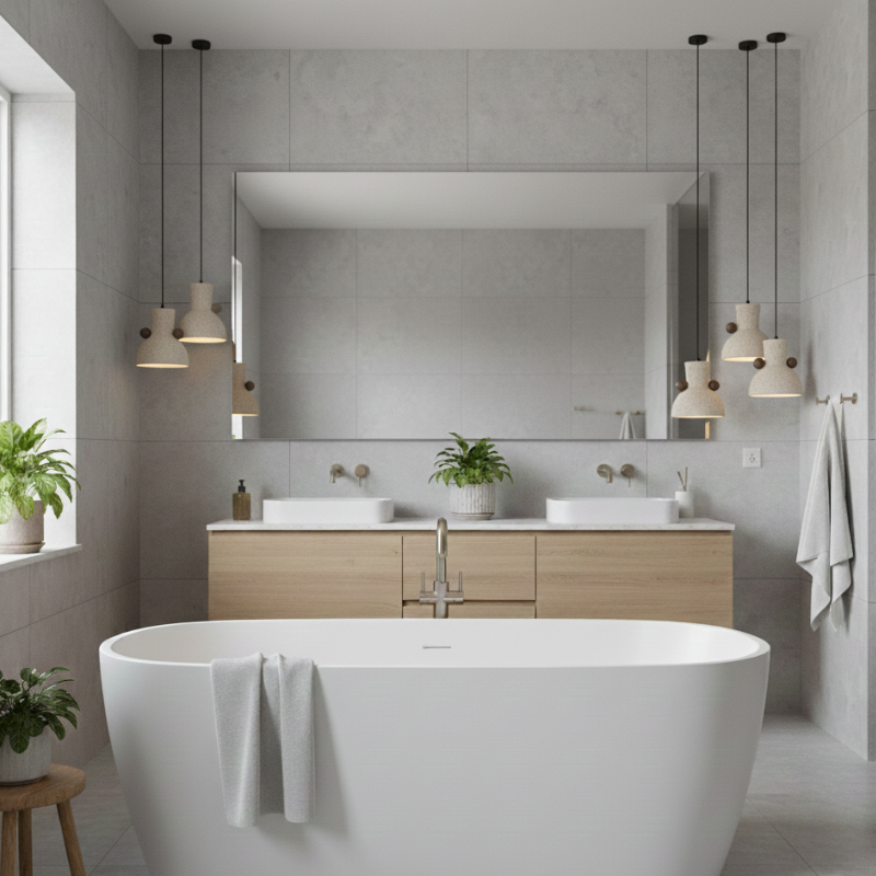 Sculptural Yellow Travertine Pendant Light with Walnut Accents 12