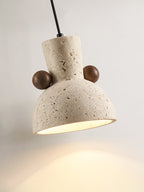 Sculptural Yellow Travertine Pendant Light with Walnut Accents 8