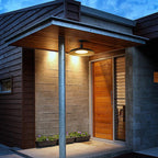 Semi-Flush Mount Ceiling Light Outdoor Waterproof — Round Carbonized Steel 29cm 0