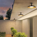 Semi-Flush Mount Ceiling Light Outdoor Waterproof — Round Carbonized Steel 29cm 1