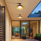 Semi-Flush Mount Ceiling Light Outdoor Waterproof — Round Carbonized Steel 29cm 2