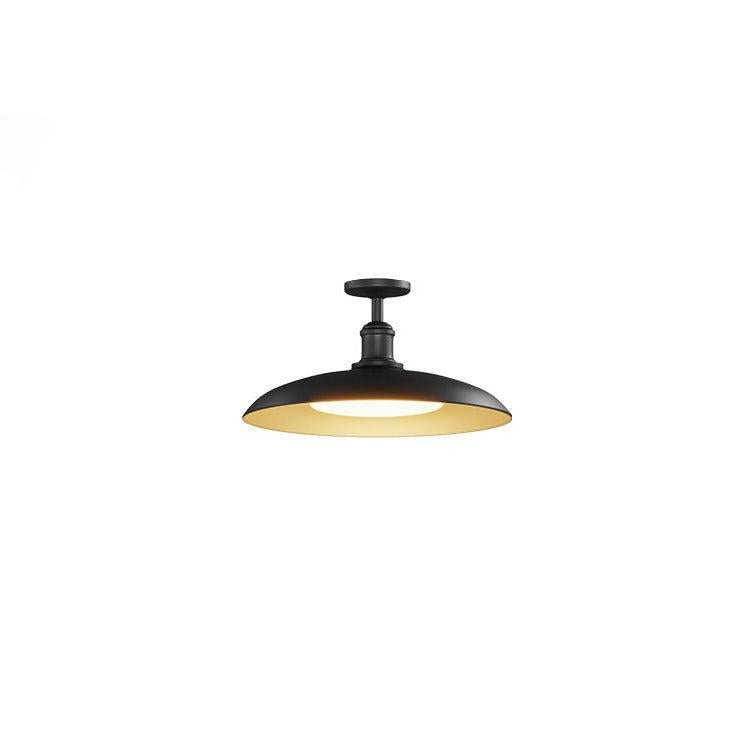 Semi-Flush Mount Ceiling Light Outdoor Waterproof — Round Carbonized Steel 29cm 5