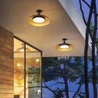 Semi-Flush Mount Ceiling Light Outdoor Waterproof — Round Carbonized Steel 29cm 6