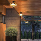 Semi-Flush Mount Ceiling Light Outdoor Waterproof — Round Carbonized Steel 29cm 7
