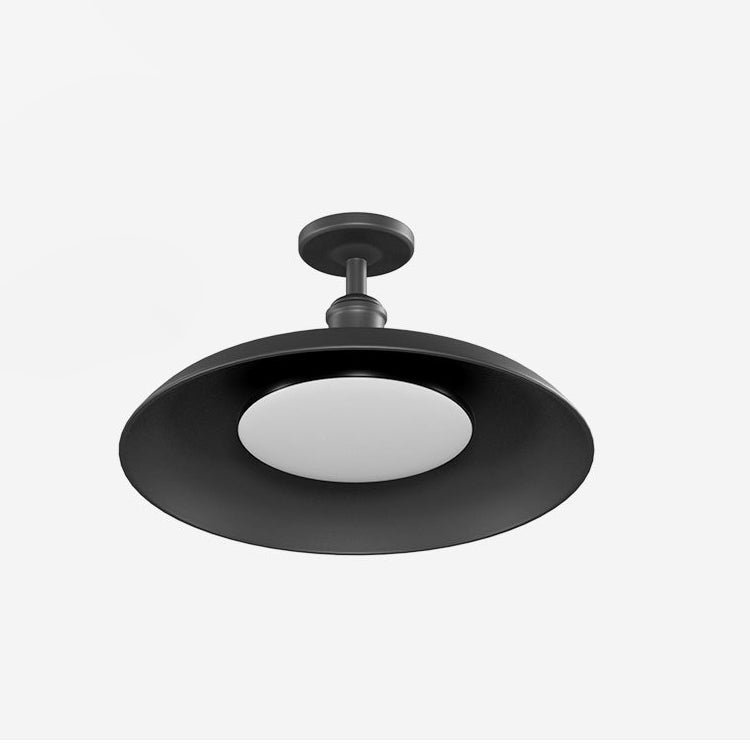 Semi-Flush Mount Ceiling Light Outdoor Waterproof — Round Carbonized Steel 29cm 8