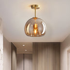Set of 2 Modern Copper Glass Flush Mount Ceiling Lights for Hallway and Living Room 1