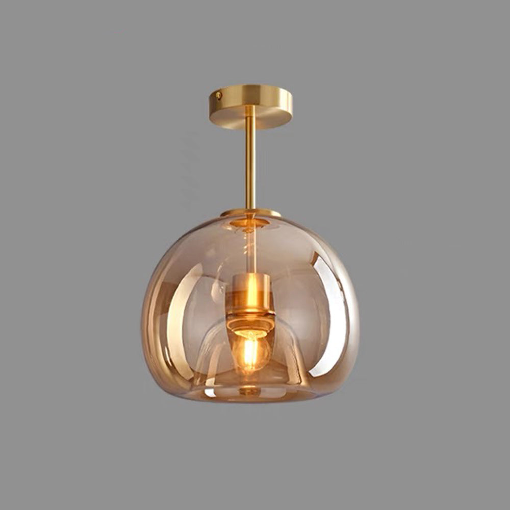 Set of 2 Modern Copper Glass Flush Mount Ceiling Lights for Hallway and Living Room 2