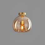 Set of 2 Modern Copper Glass Flush Mount Ceiling Lights for Hallway and Living Room 6