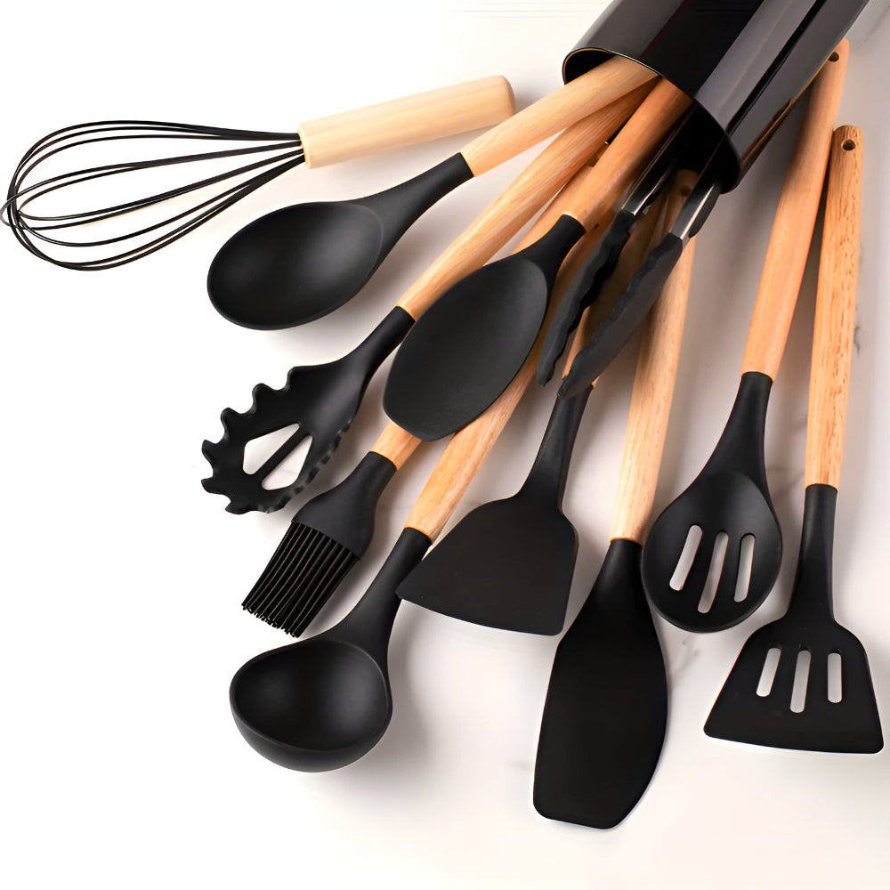 Silicone Cooking Utensils Set - 12pc Heat Resistant Kitchen Tools 4