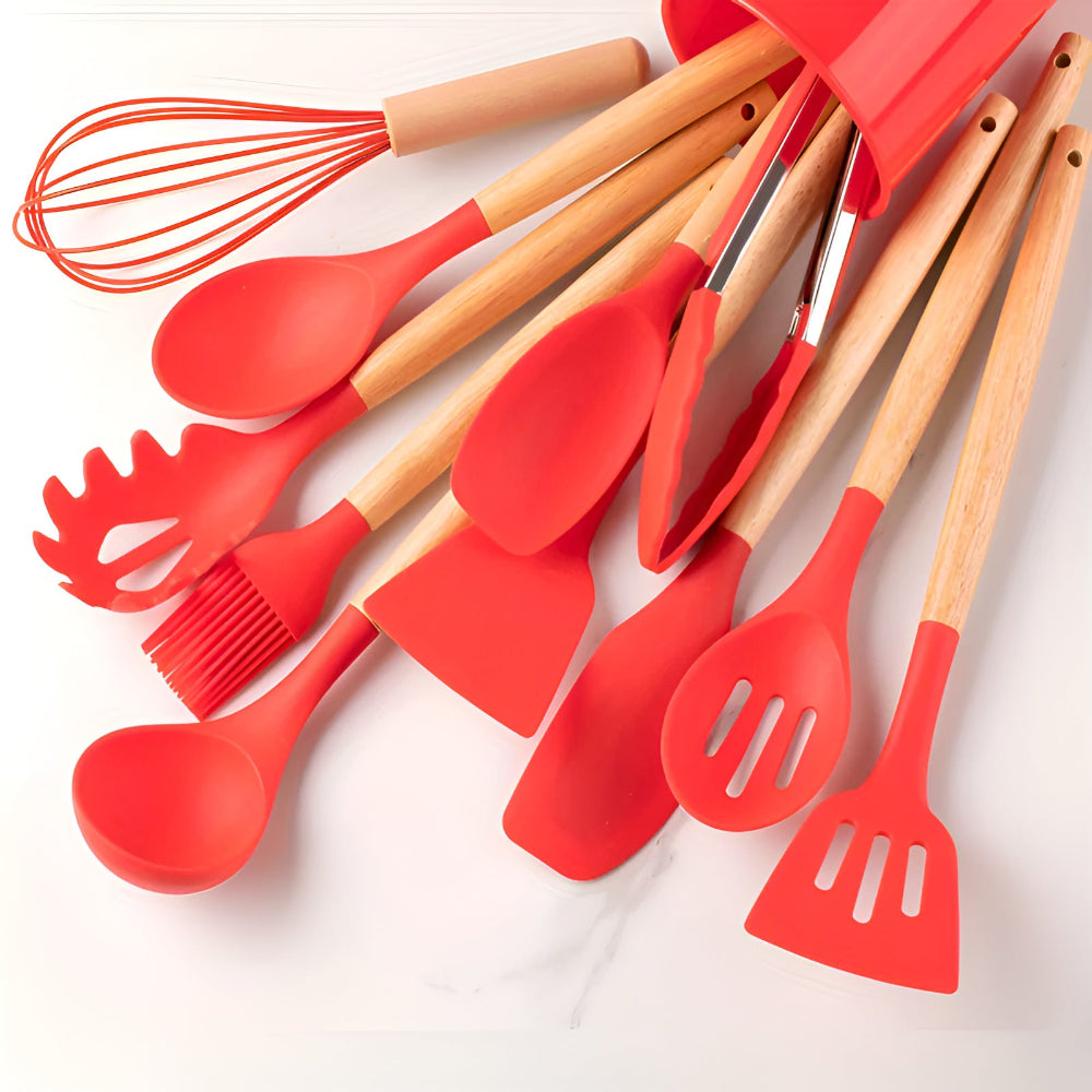 Silicone Cooking Utensils Set - 12pc Heat Resistant Kitchen Tools 5