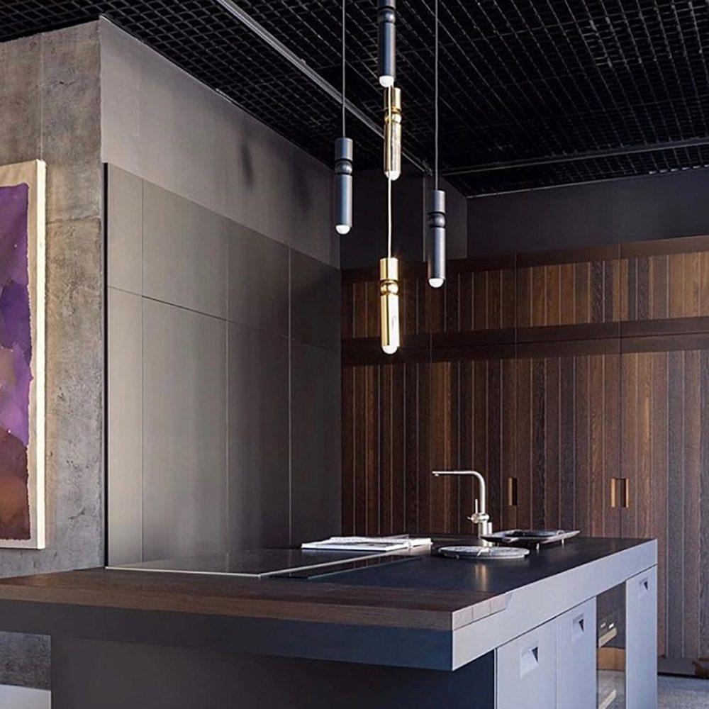 Slim Cylinder Pendant Light Clear Glass Dimmable Metal Nordic Ceiling Lamp Home Decor Stack Clear 5