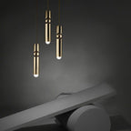 Slim Cylinder Pendant Light Clear Glass Dimmable Metal Nordic Ceiling Lamp Home Decor Stack Clear 7