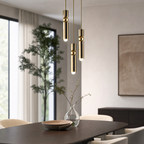 Slim Cylinder Pendant Light Clear Glass Dimmable Metal Nordic Ceiling Lamp Home Decor Stack Clear 97