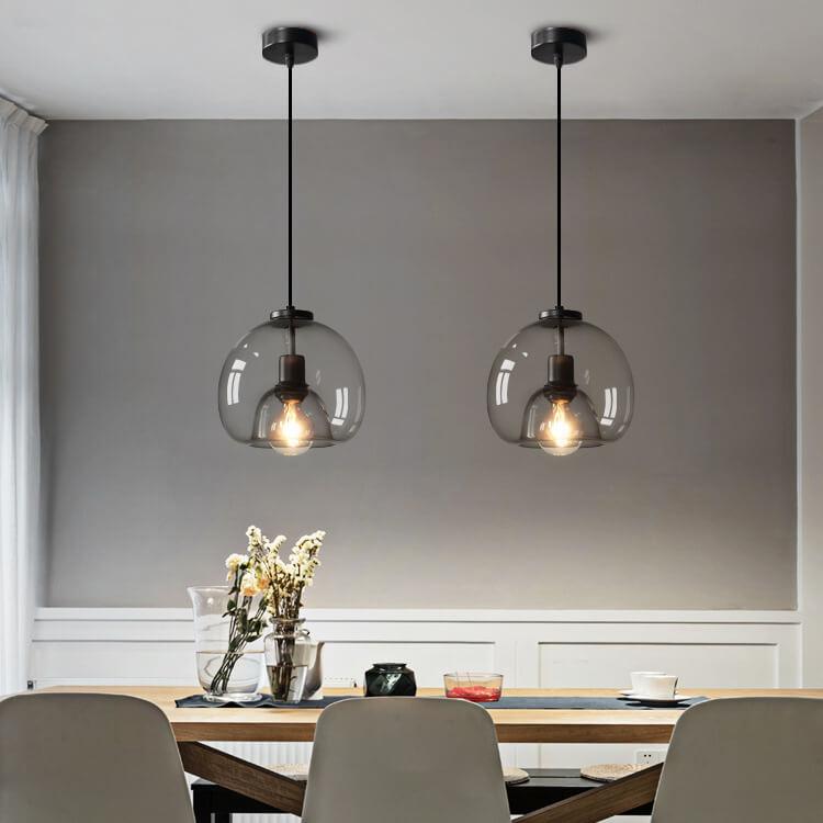 Smoke Gray Glass Pendant Light – Hand-Blown Dome Shade for Kitchen Pendant Lighting and Modern Decor 0