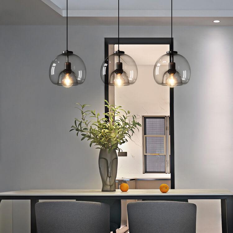 Smoke Gray Glass Pendant Light – Hand-Blown Dome Shade for Kitchen Pendant Lighting and Modern Decor 1