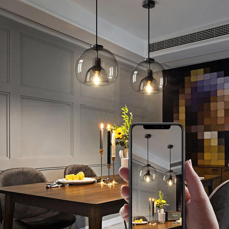 Smoke Gray Glass Pendant Light – Hand-Blown Dome Shade for Kitchen Pendant Lighting and Modern Decor 5