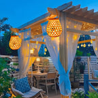 Solar-Powered Woven Lantern with Dusk Sensor – Weather Resistant Indoor and Outdoor Lighting, Warm White LED 2