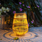 Solar-Powered Woven Lantern with Dusk Sensor – Weather Resistant Indoor and Outdoor Lighting, Warm White LED 8