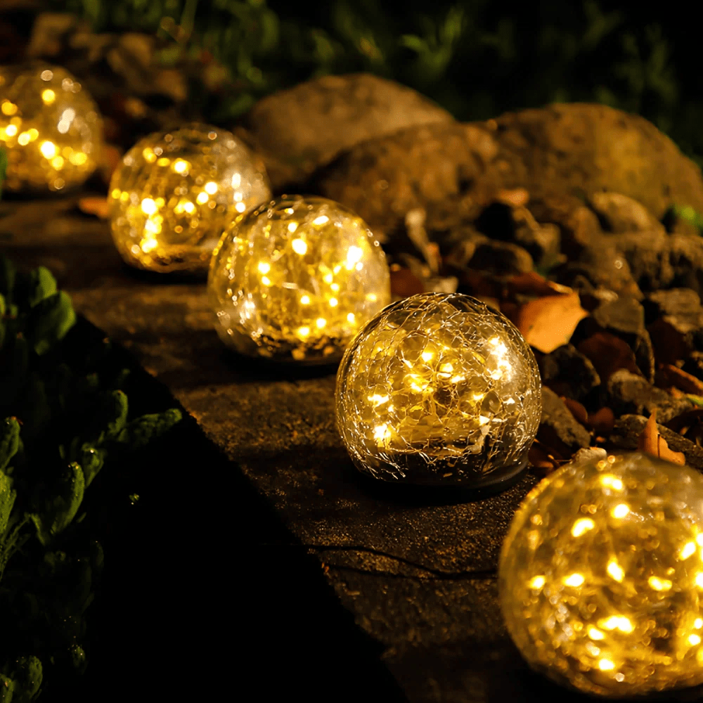 Solar Garden Light with Dusk Sensor – Elegant Textured Glass Orb for Outdoor Ambiance and Warm White Glow 2