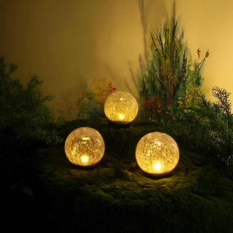 Solar Garden Light with Dusk Sensor – Elegant Textured Glass Orb for Outdoor Ambiance and Warm White Glow 4