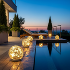 Solar Garden Light with Dusk Sensor – Elegant Textured Glass Orb for Outdoor Ambiance and Warm White Glow 8