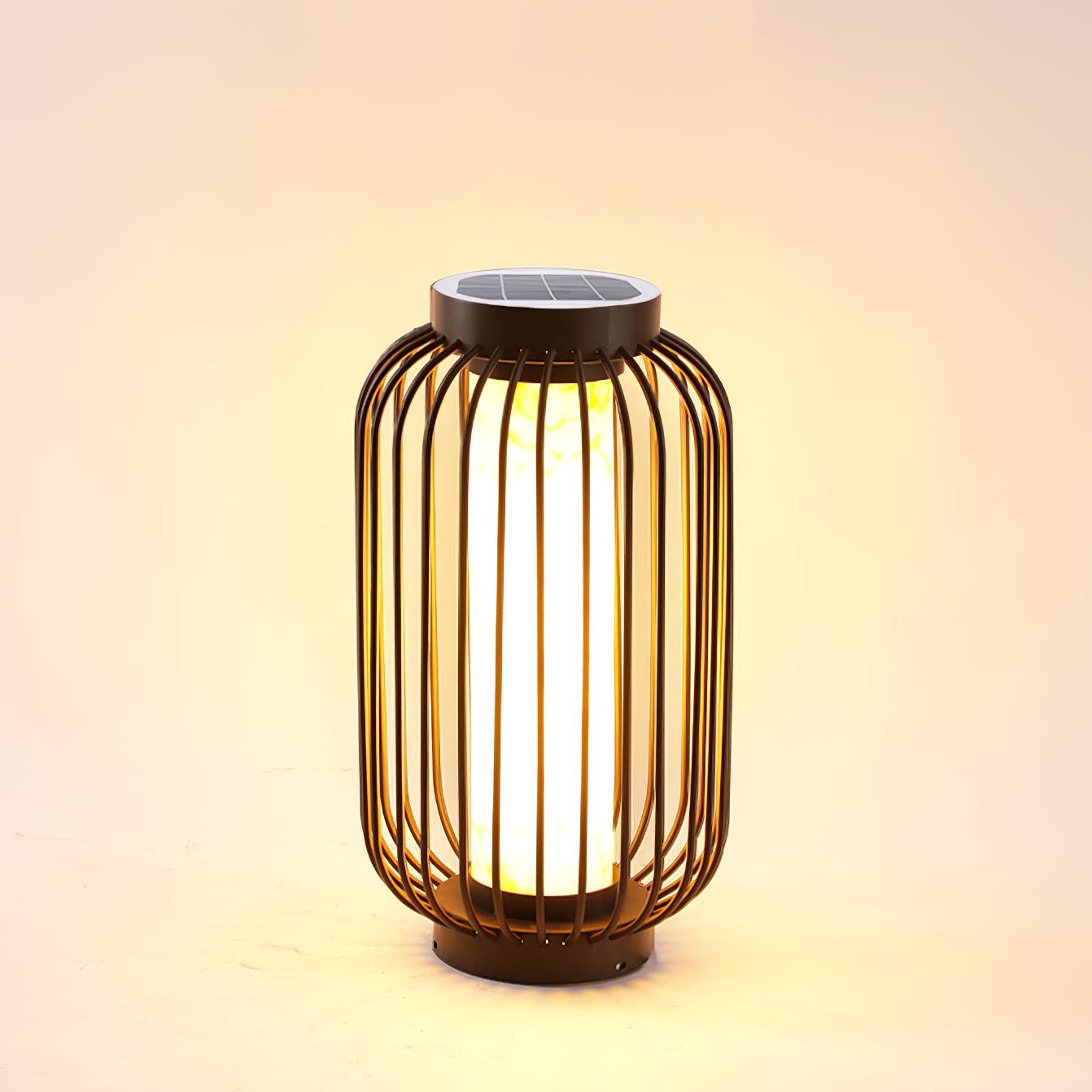 Solar Outdoor Lantern Cordless Metal Cage LED Waterproof IP65 Patio Garden Home Decor - Stack & Clear 10