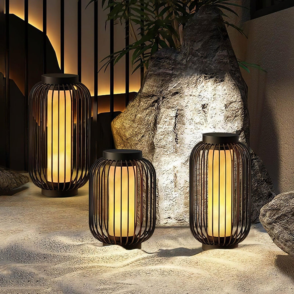 Solar Outdoor Lantern Cordless Metal Cage LED Waterproof IP65 Patio Garden Home Decor - Stack & Clear 2