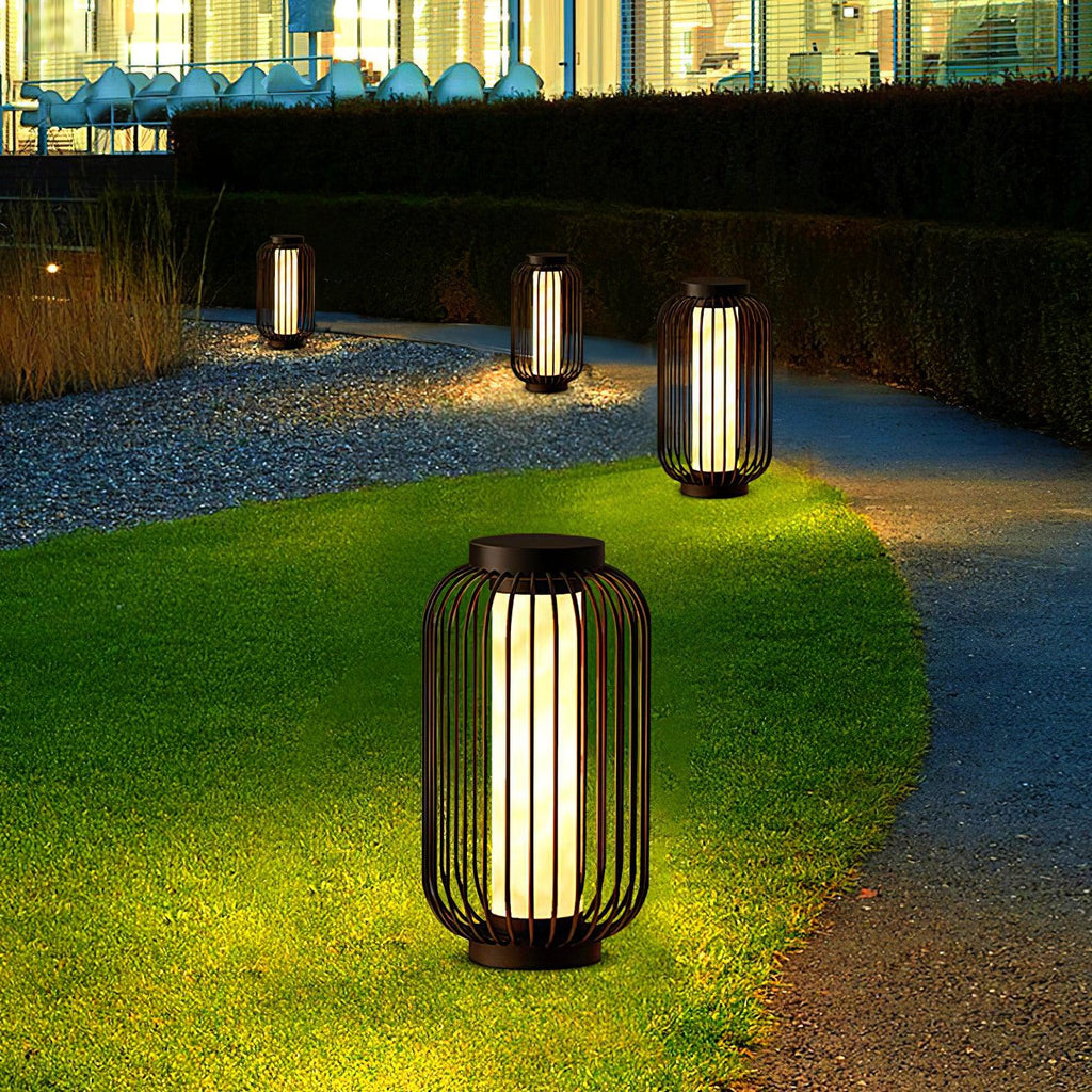 Solar Outdoor Lantern Cordless Metal Cage LED Waterproof IP65 Patio Garden Home Decor - Stack & Clear 3