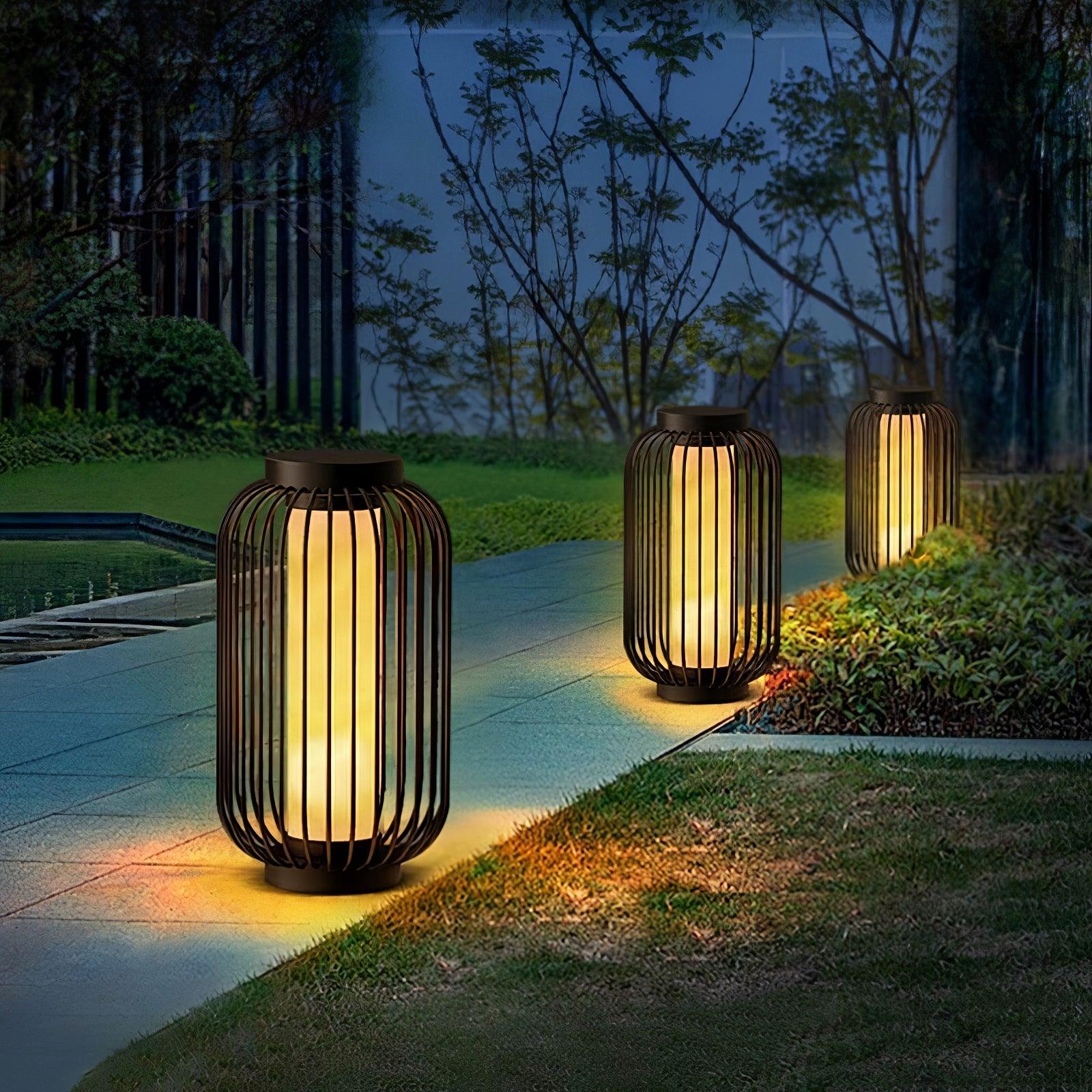 Solar Outdoor Lantern Cordless Metal Cage LED Waterproof IP65 Patio Garden Home Decor - Stack & Clear 4
