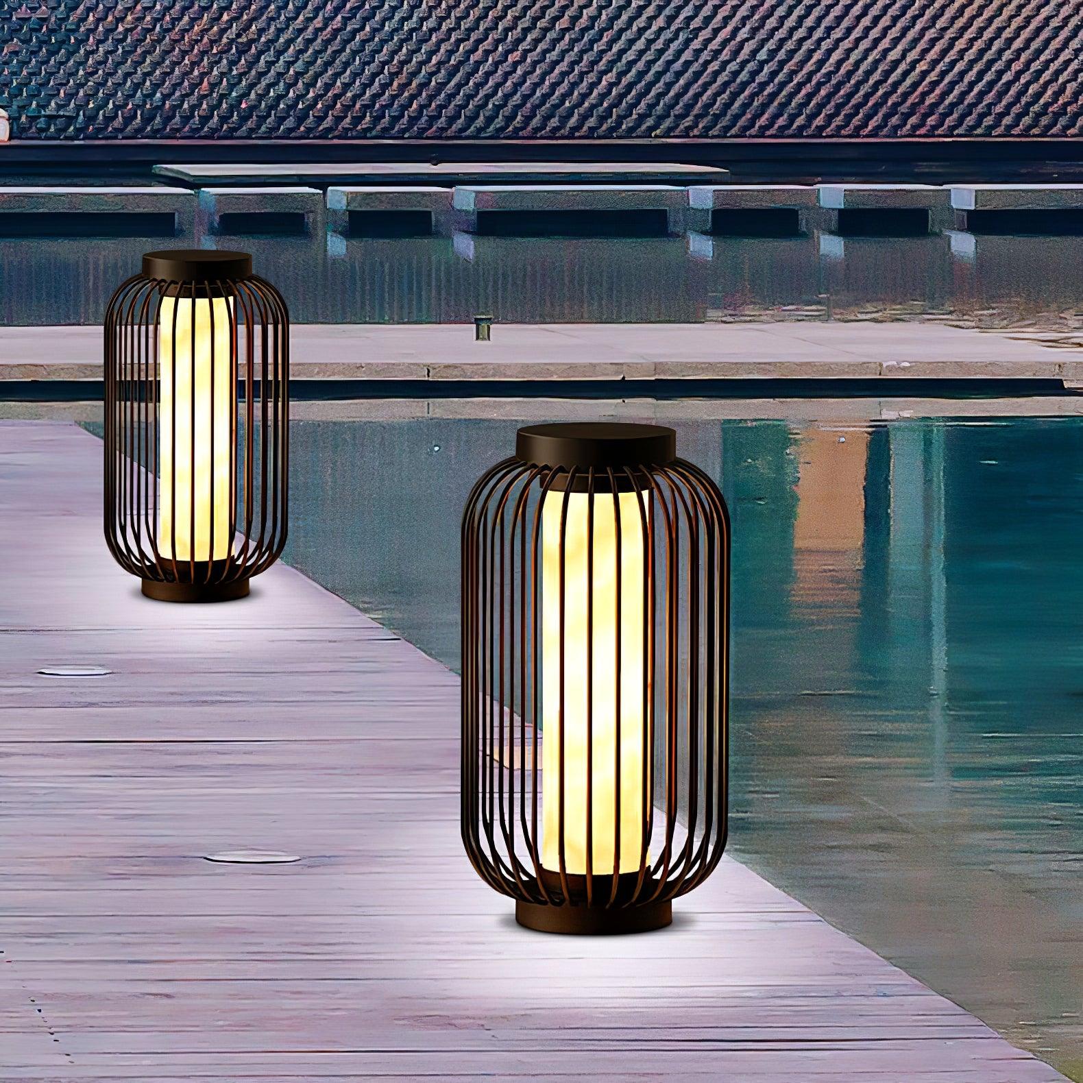 Solar Outdoor Lantern Cordless Metal Cage LED Waterproof IP65 Patio Garden Home Decor - Stack & Clear 5