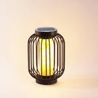 Solar Outdoor Lantern Cordless Metal Cage LED Waterproof IP65 Patio Garden Home Decor - Stack & Clear 9