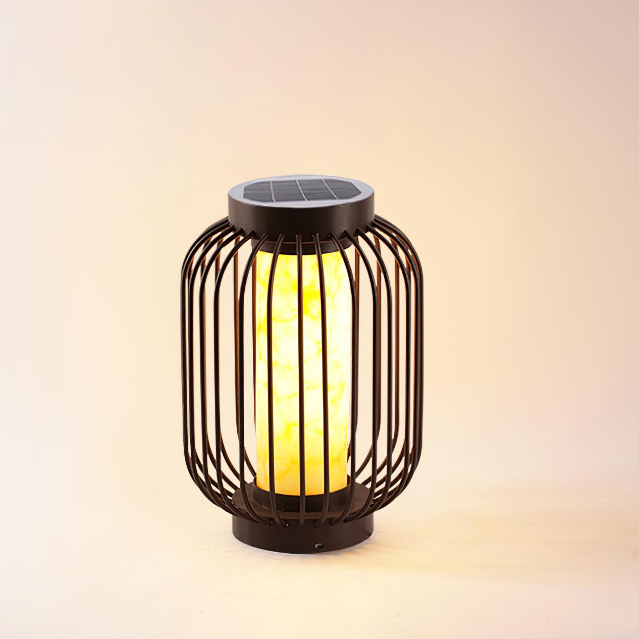 Solar Outdoor Lantern Cordless Metal Cage LED Waterproof IP65 Patio Garden Home Decor - Stack & Clear 9
