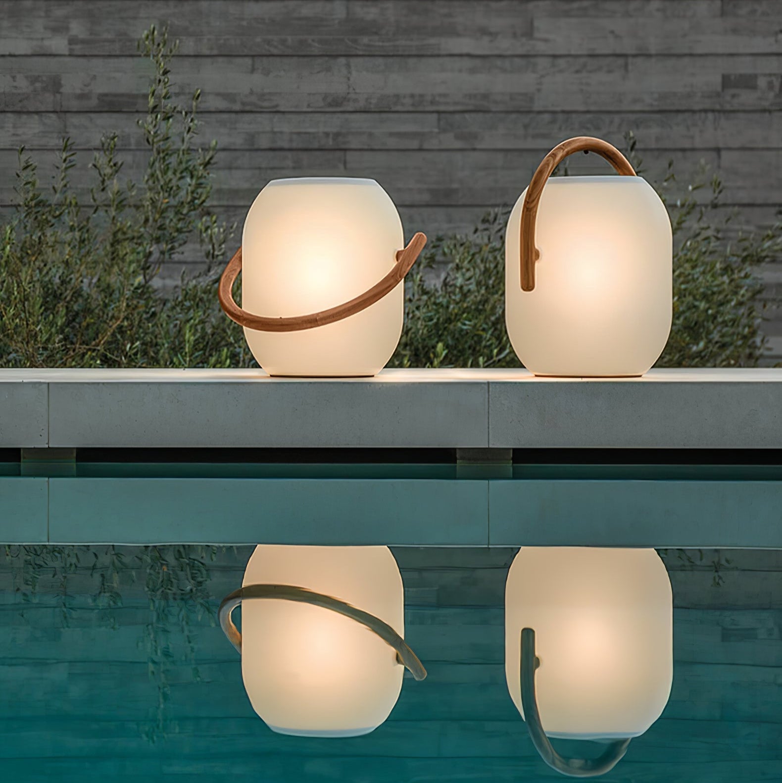 Solar Outdoor Lantern Cordless Wood Handle LED Waterproof IP65 Patio Garden Home Decor - Stack & Clear 1
