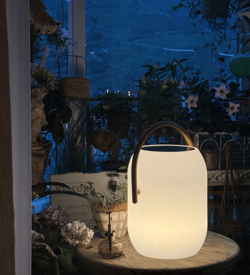 Solar Outdoor Lantern Cordless Wood Handle LED Waterproof IP65 Patio Garden Home Decor - Stack & Clear 2