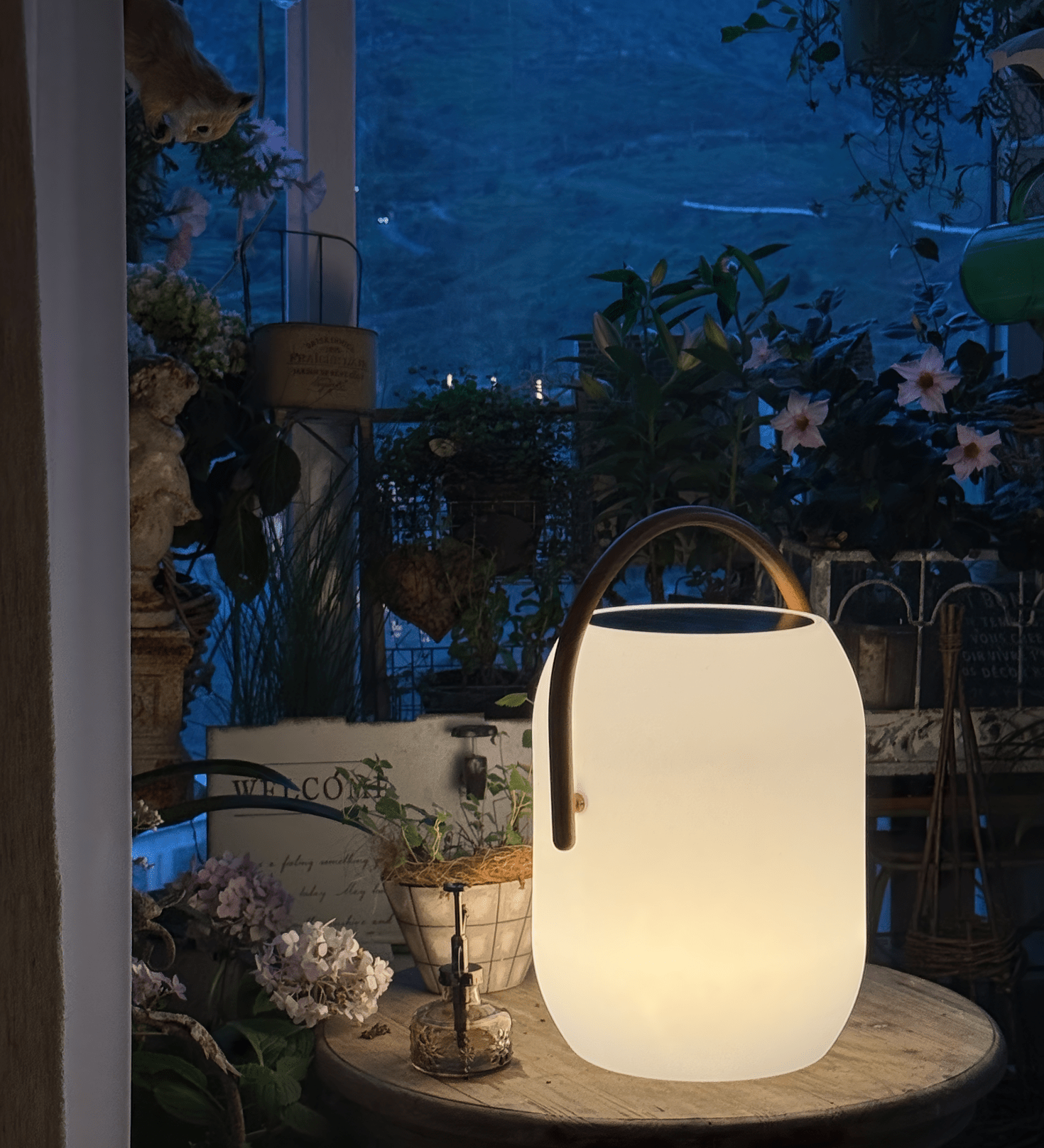 Solar Outdoor Lantern Cordless Wood Handle LED Waterproof IP65 Patio Garden Home Decor - Stack & Clear 2