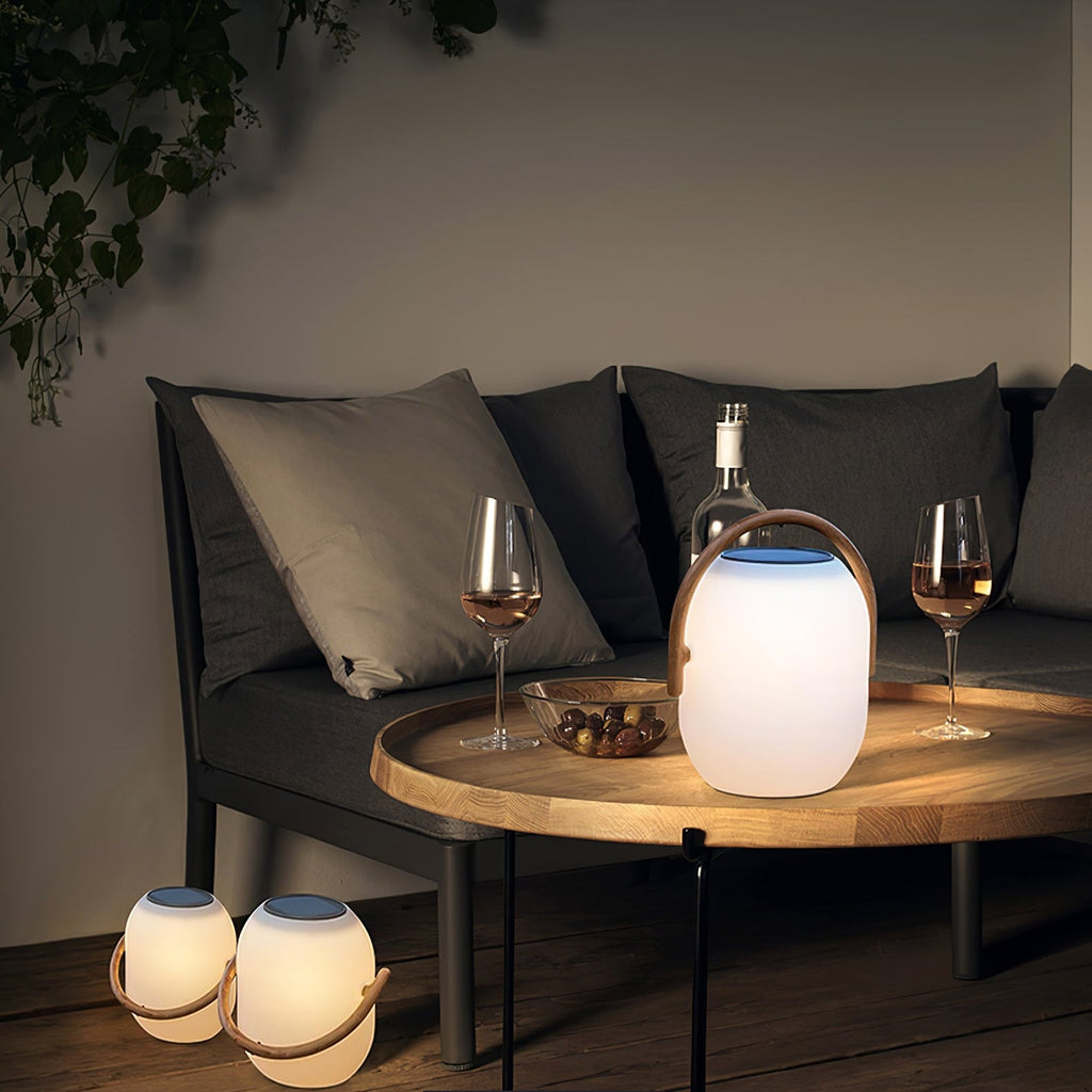 Solar Outdoor Lantern Cordless Wood Handle LED Waterproof IP65 Patio Garden Home Decor - Stack & Clear 4