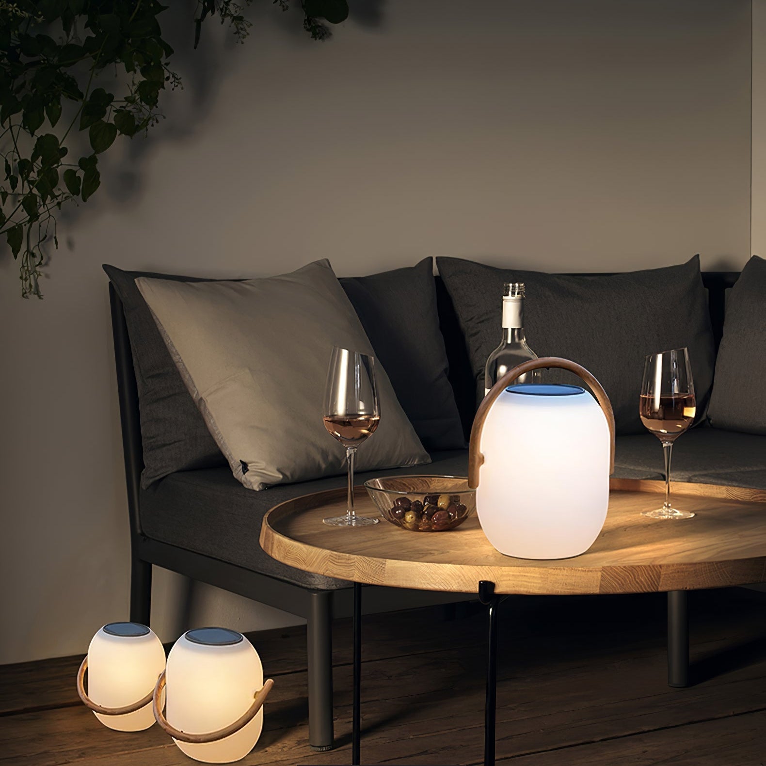 Solar Outdoor Lantern Cordless Wood Handle LED Waterproof IP65 Patio Garden Home Decor - Stack & Clear 4