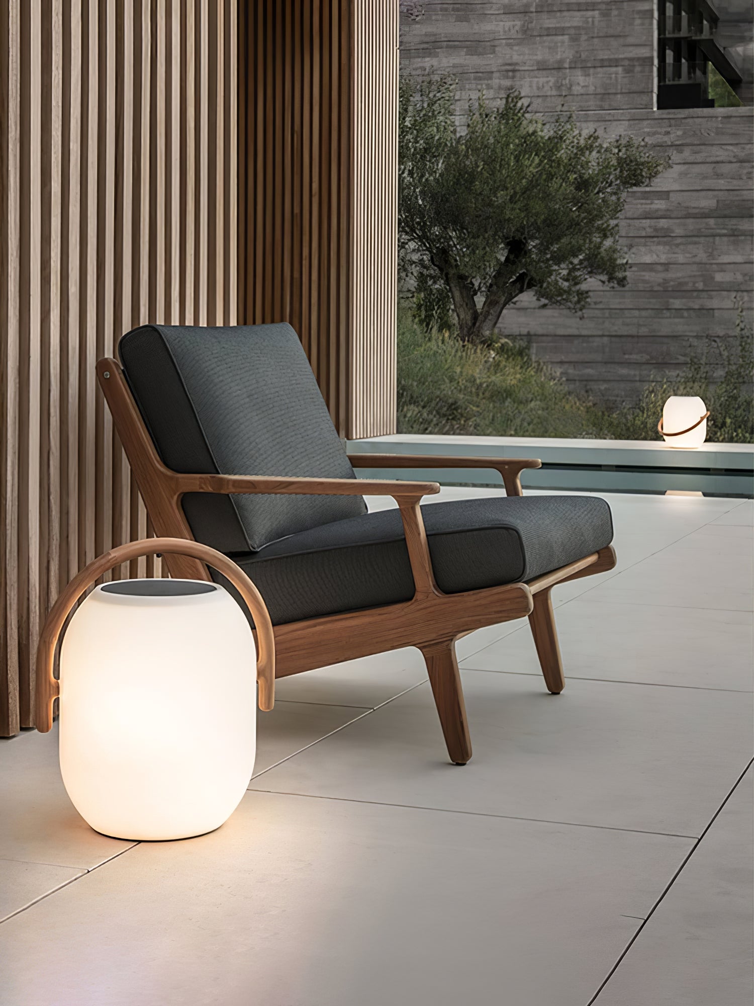 Solar Outdoor Lantern Cordless Wood Handle LED Waterproof IP65 Patio Garden Home Decor - Stack & Clear 5